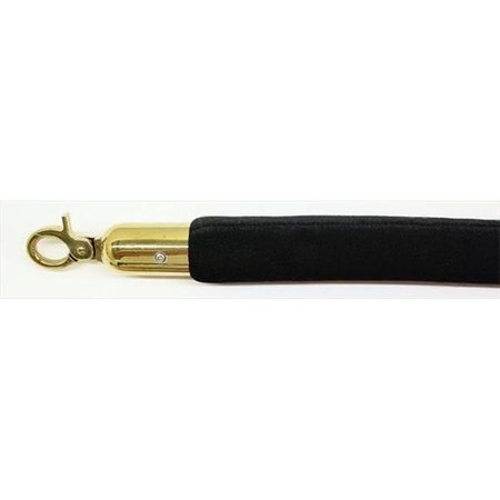 VIC CROWD CONTROL INC VIP Crowd Control 1656 72 in. Velour Rope with Gold Closable Hook - Black 1656